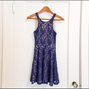 Nordstrom Low-back Dress Blue Lace/Cream